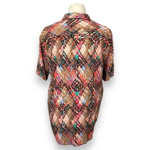 PacSun Mens Short Sleeve Button-Up Shirt Colorful Abstract Pattern Size M - Picture 3 of 7